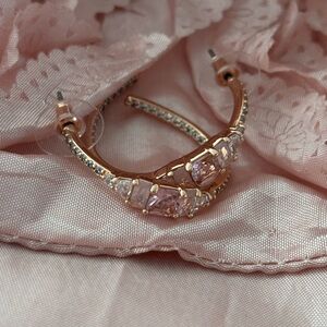 Elegant Pink and Gold Hoop Earrings